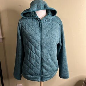 victory outfitters salt & pepper quilted sherpa lining Teal Hoodie jacket
